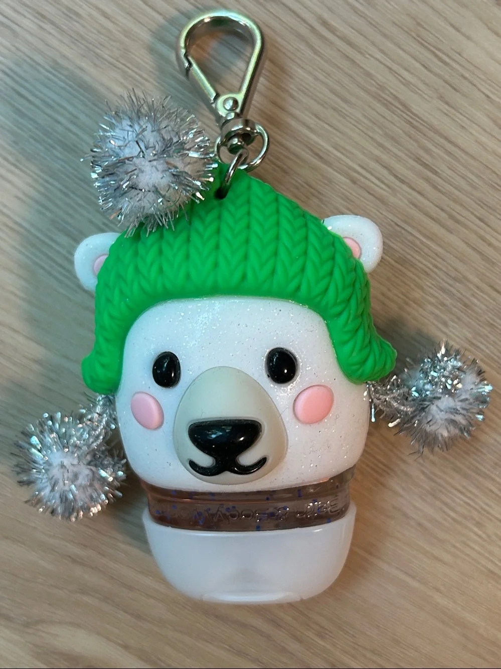 Bath & Body Works Polar Bear with Tinsel Pompoms PocketBac Holder keychain